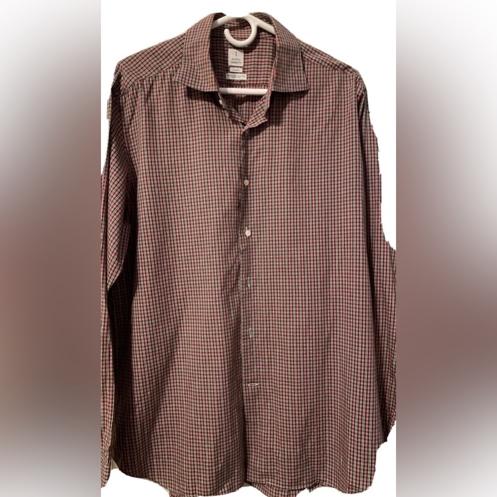 Men’s plaid Mastai Ferretti dress shirt XL. Like new condition